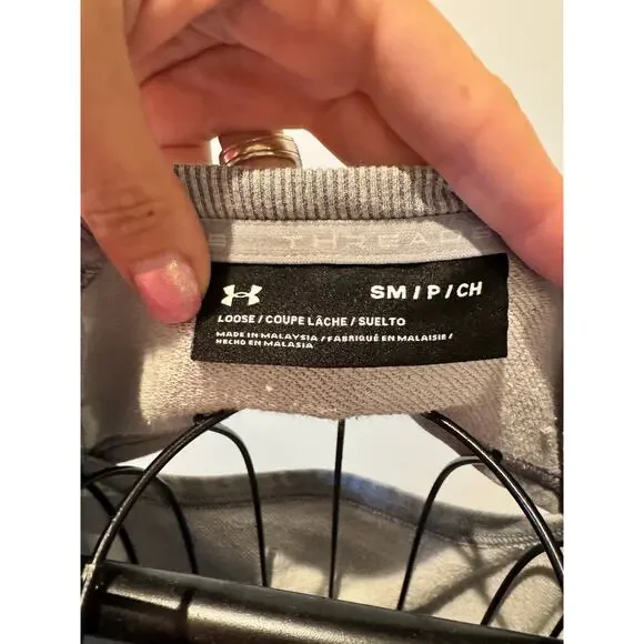 Under Armour Gray Short Sleeve Open Back Sweatshirt Top Women’s Small Loose Fit - Picture 5 of 5